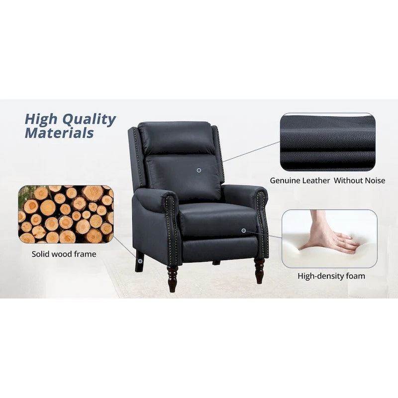 COZYMAN Mid-century Genuine Leather Recliner Push Back Adjustable Recliner Chairs with Comfortable Arms Set of 2