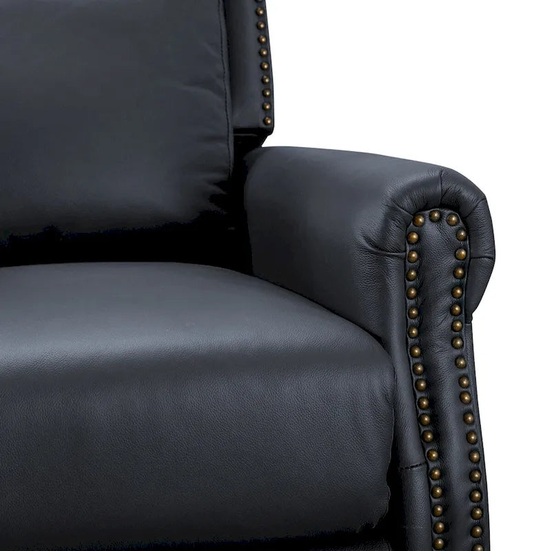 COZYMAN Mid-century Genuine Leather Recliner Push Back Adjustable Recliner Chairs with Comfortable Arms Set of 2