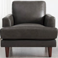 Poltrona in pelle pieno fiore Ivy Living Cassia con piume, memory foam e molle