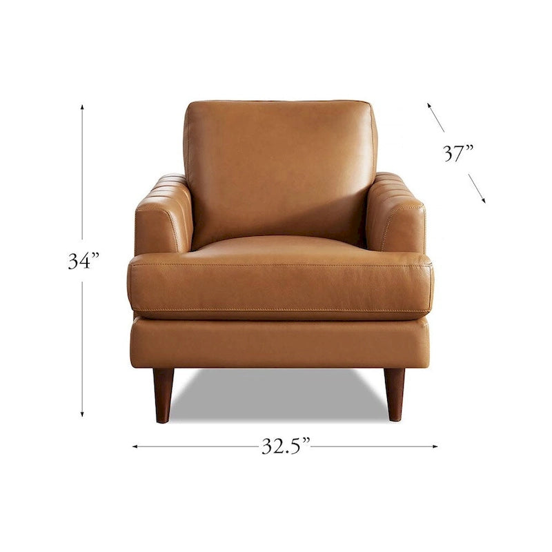 Poltrona in pelle pieno fiore Ivy Living Cassia con piume, memory foam e molle