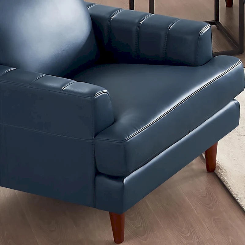 Poltrona in pelle pieno fiore Ivy Living Cassia con piume, memory foam e molle
