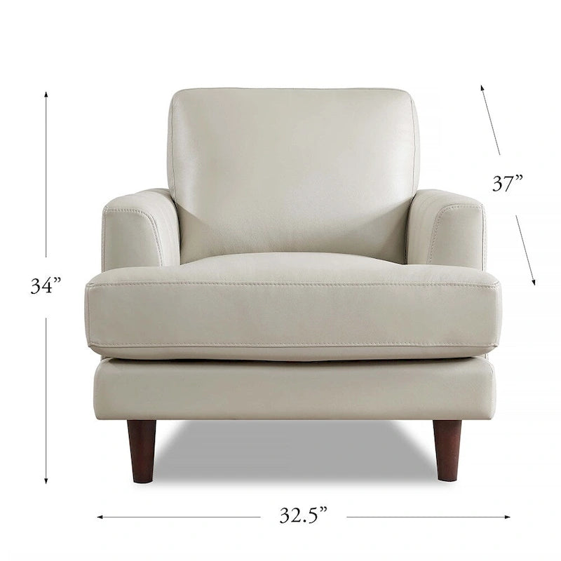Poltrona in pelle pieno fiore Ivy Living Cassia con piume, memory foam e molle