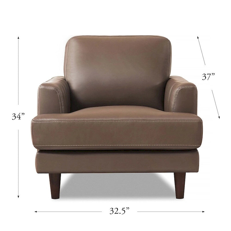 Poltrona in pelle pieno fiore Ivy Living Cassia con piume, memory foam e molle