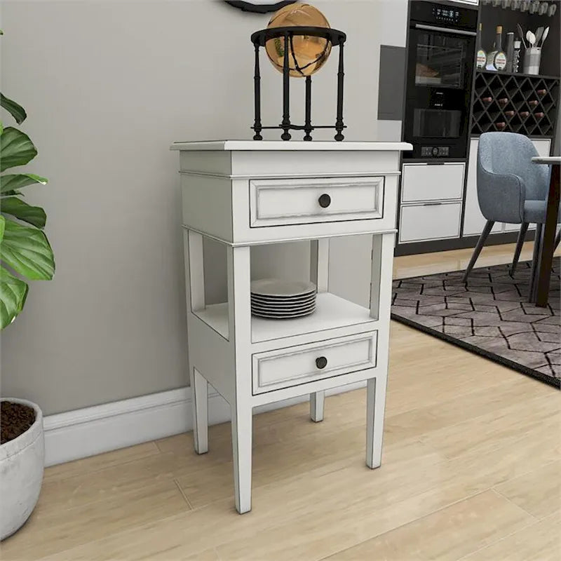 Modern Designs Middle Shelf Wooden Side Table with Two Drawers