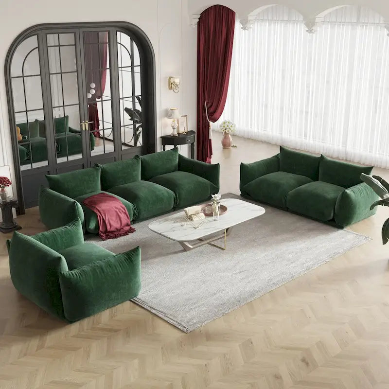 Ensembles de canapés modernes 3 pièces en chenille pour salon, comprenant un fauteuil, une causeuse et un canapé trois places