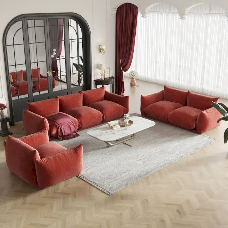 Ensembles de canapés modernes 3 pièces en chenille pour salon, comprenant un fauteuil, une causeuse et un canapé trois places