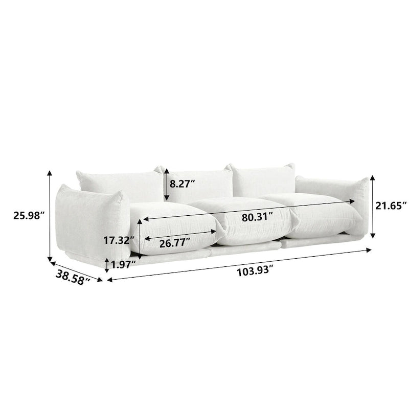 Modern Chenille Upholstery 3 Pieces Sofa Sets for Living Room Include Armchair, Loveseat and Three Seaters Couch
