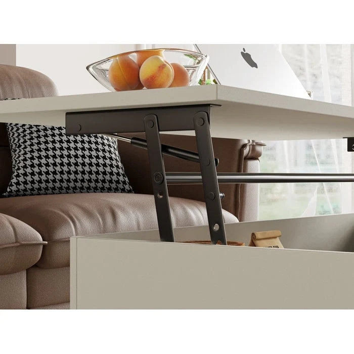 Tavolino da caffè quadrato Elevatelux con piano sollevabile e contenitore, 37 x 23.5