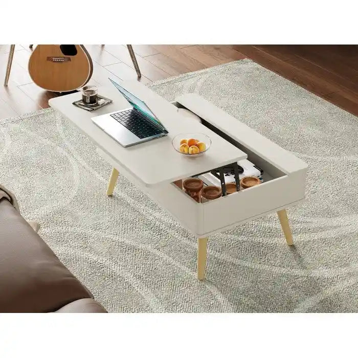 Tavolino da caffè quadrato Elevatelux con piano sollevabile e contenitore, 37 x 23.5