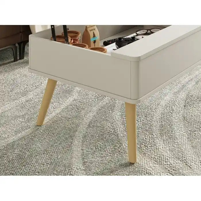 Tavolino da caffè quadrato Elevatelux con piano sollevabile e contenitore, 37 x 23.5
