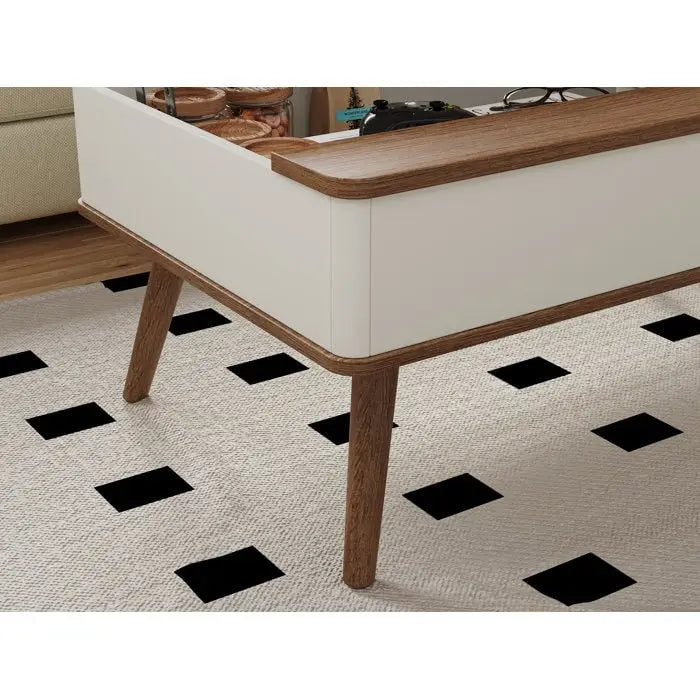 Tavolino da caffè quadrato Elevatelux con piano sollevabile e contenitore, 37 x 23.5