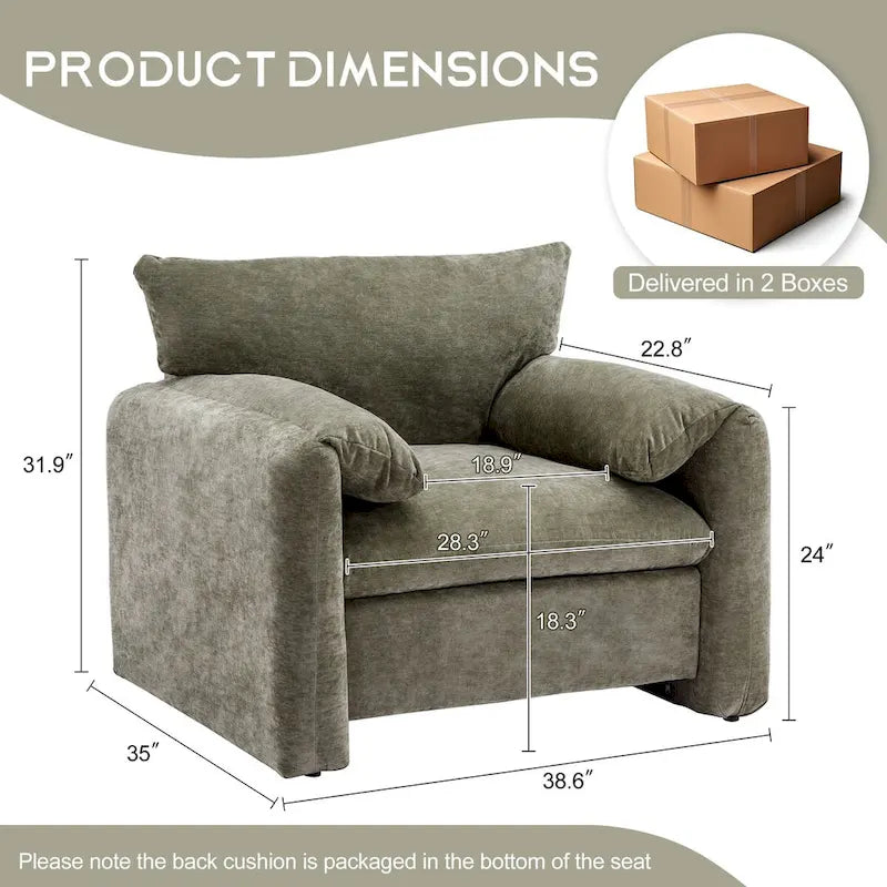 Chenille Oversized Armchair Accent Chair Single Sofa