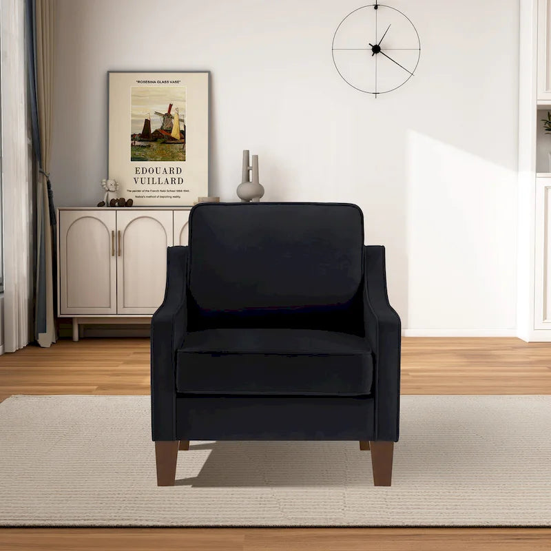 Modern Velvet Upholstered Accent Chair Single Sofa Armchair