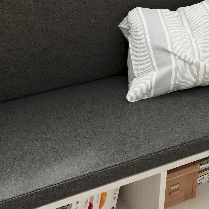 Panca porta scarpe bianca da ingresso con cuscino nero e cassetti