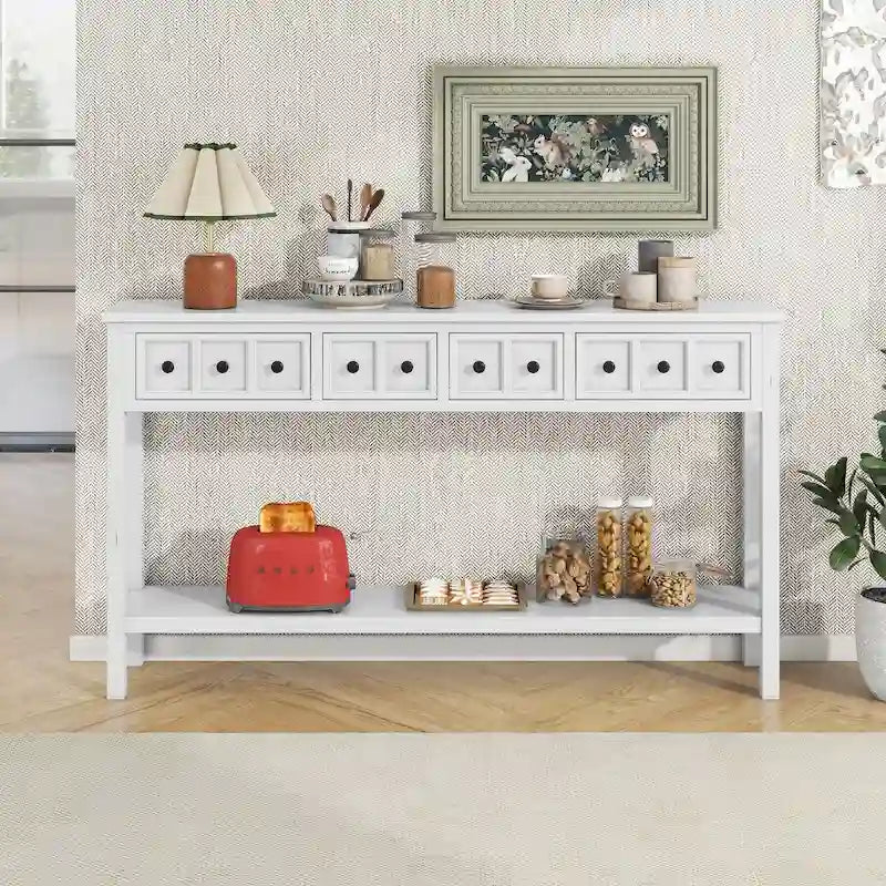 Tavolo Consolle Rustico Nestfair per Ingresso con Cassetti e Ripiano Inferiore
