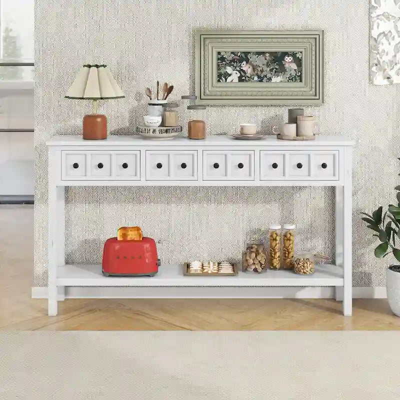 Tavolo Consolle Rustico Nestfair per Ingresso con Cassetti e Ripiano Inferiore