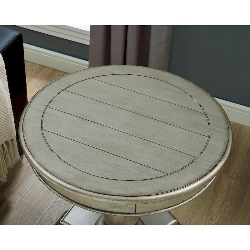 Tavolino rotondo con piedistallo in legno