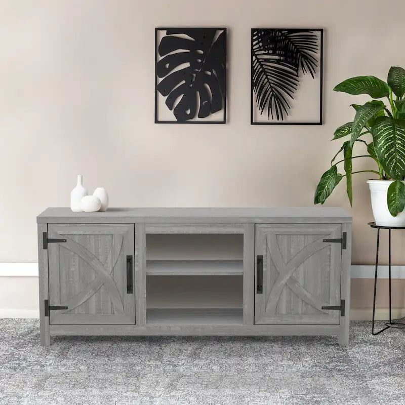 Consolle/mobile TV da ingresso da 58 pollici in stile rustico con anta scorrevole a granaio