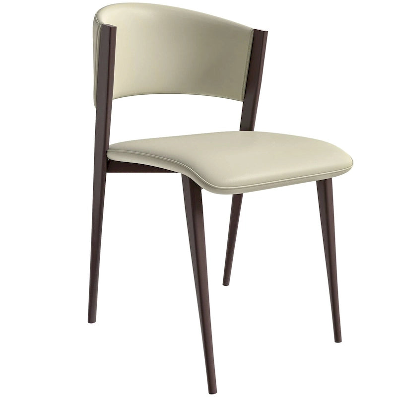 Sedia da pranzo Aspen con sedile in pelle in metallo nero di LeisureMod