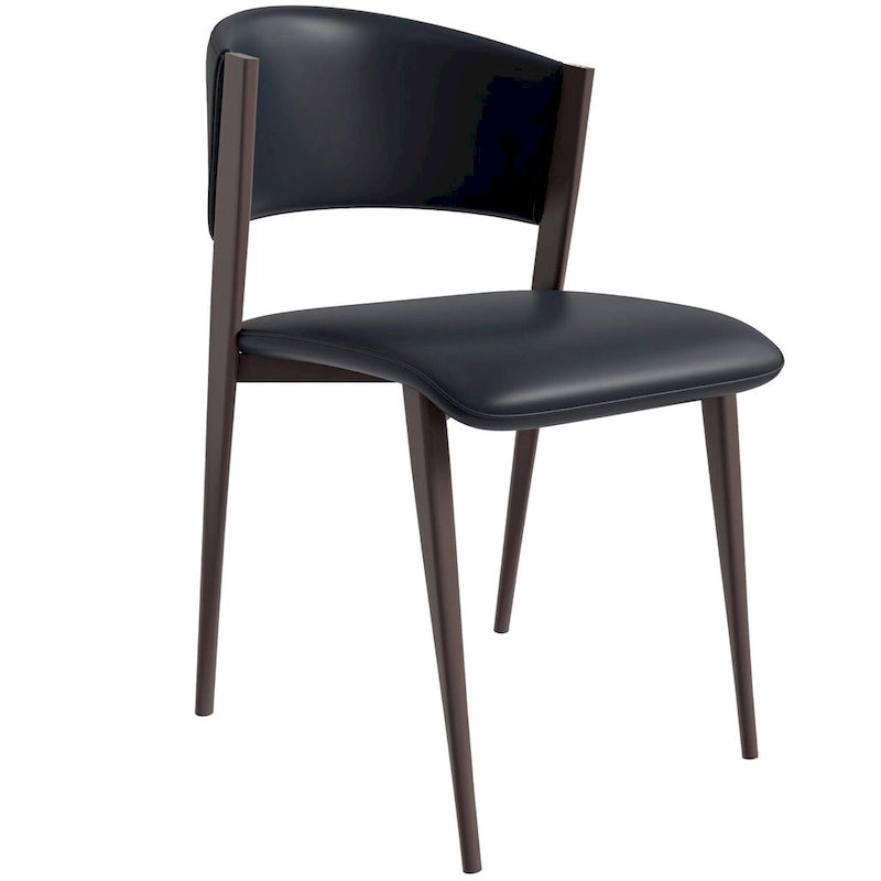 Sedia da pranzo Aspen con sedile in pelle in metallo nero di LeisureMod
