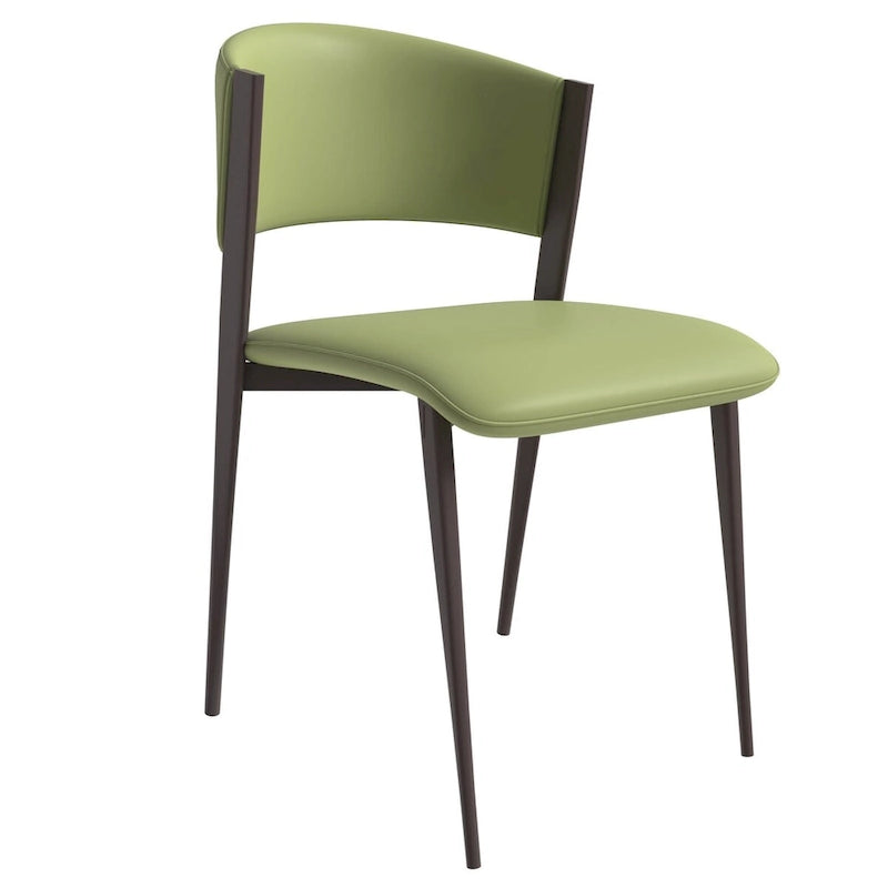 Sedia da pranzo Aspen con sedile in pelle in metallo nero di LeisureMod