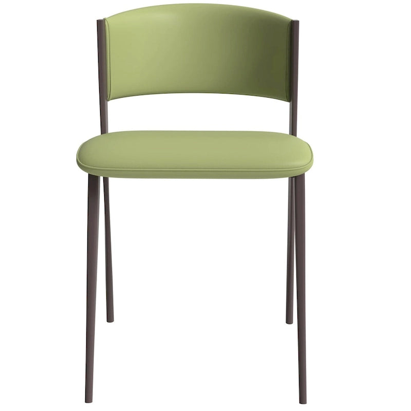 Sedia da pranzo Aspen con sedile in pelle in metallo nero di LeisureMod