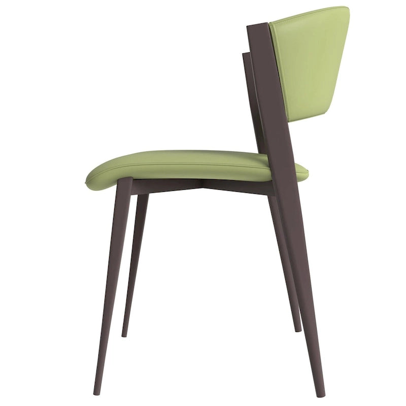 Sedia da pranzo Aspen con sedile in pelle in metallo nero di LeisureMod