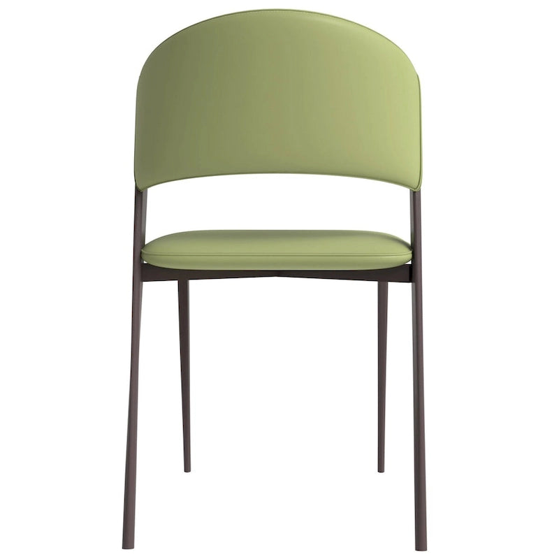 Sedia da pranzo Aspen con sedile in pelle in metallo nero di LeisureMod