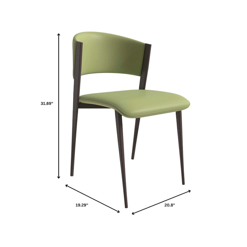 Sedia da pranzo Aspen con sedile in pelle in metallo nero di LeisureMod