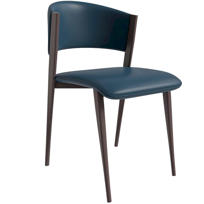 Sedia da pranzo Aspen con sedile in pelle in metallo nero di LeisureMod