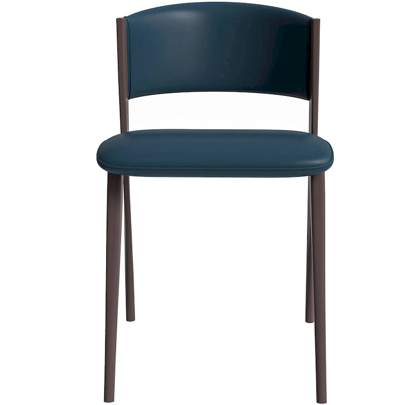 Sedia da pranzo Aspen con sedile in pelle in metallo nero di LeisureMod