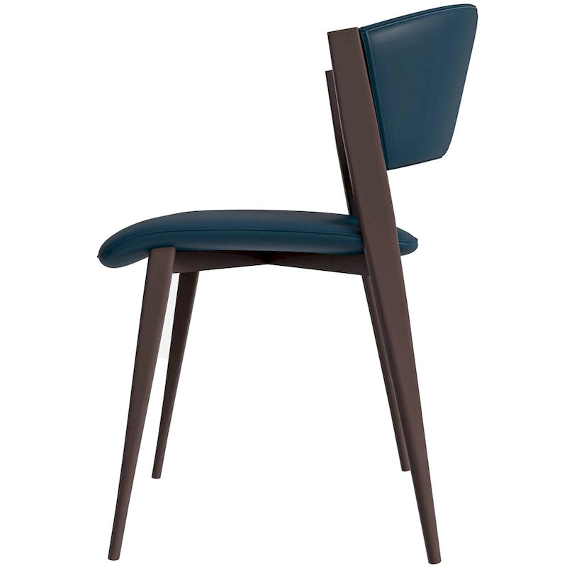 Sedia da pranzo Aspen con sedile in pelle in metallo nero di LeisureMod