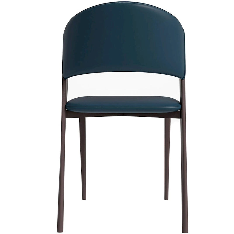 Sedia da pranzo Aspen con sedile in pelle in metallo nero di LeisureMod