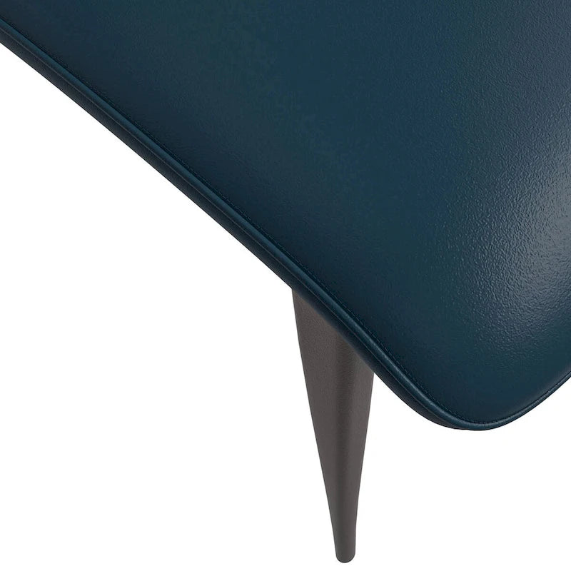 Sedia da pranzo Aspen con sedile in pelle in metallo nero di LeisureMod