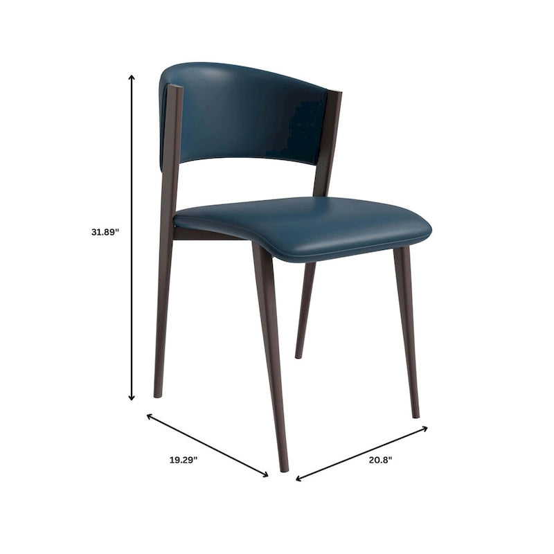 Sedia da pranzo Aspen con sedile in pelle in metallo nero di LeisureMod