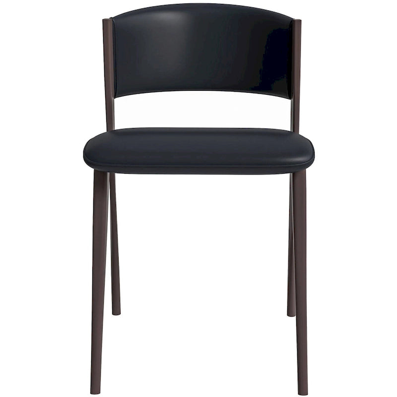 Sedia da pranzo Aspen con sedile in pelle in metallo nero di LeisureMod