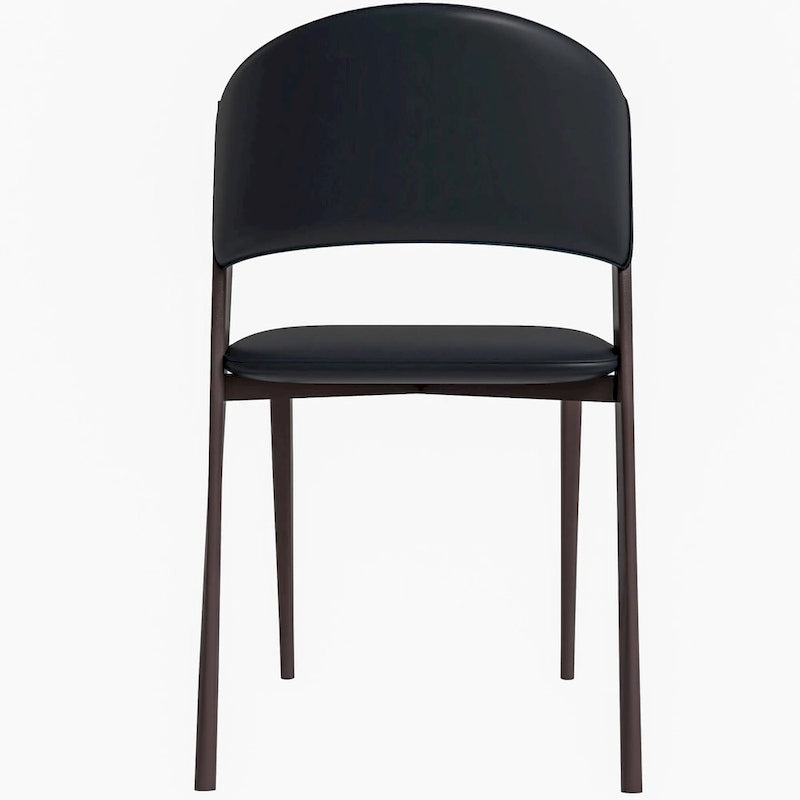 Sedia da pranzo Aspen con sedile in pelle in metallo nero di LeisureMod