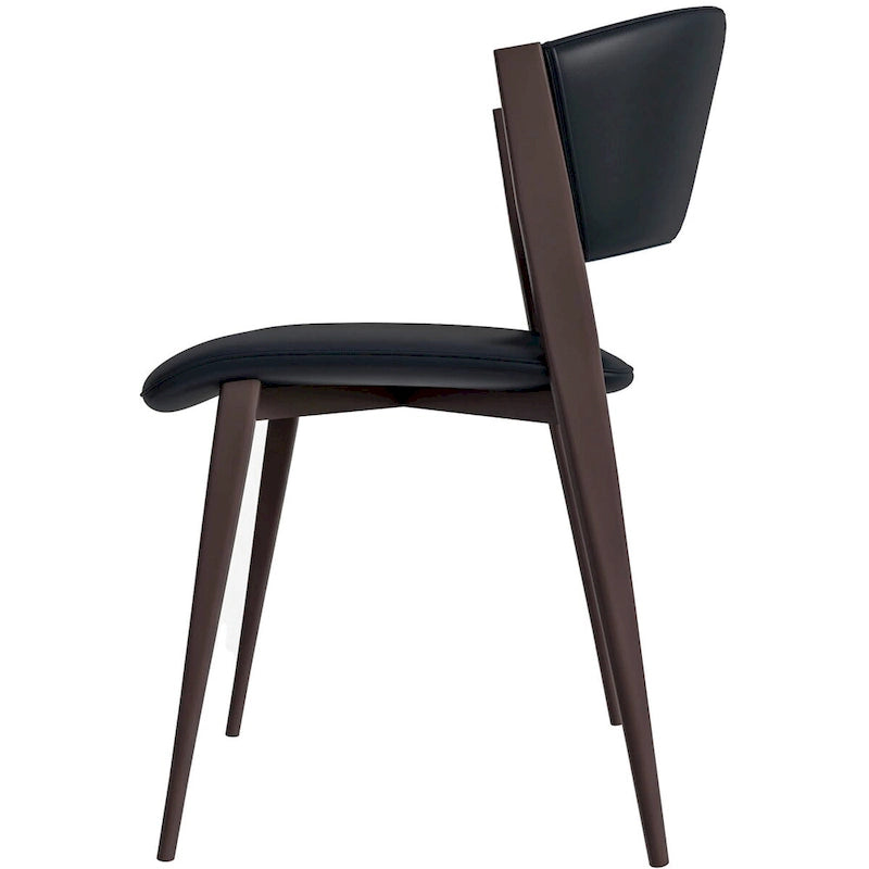 Sedia da pranzo Aspen con sedile in pelle in metallo nero di LeisureMod