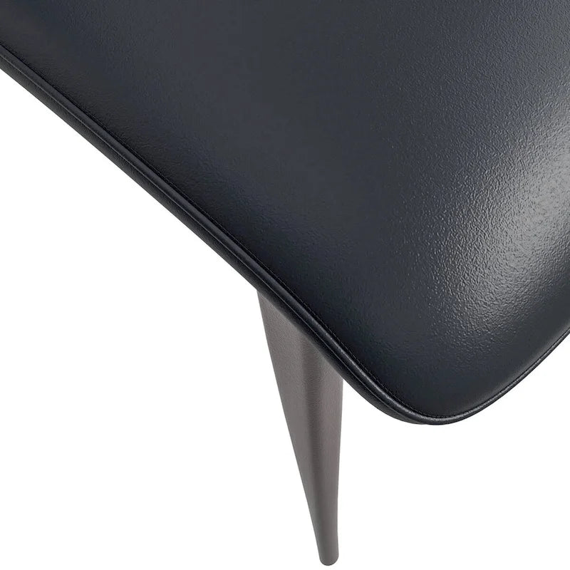 Sedia da pranzo Aspen con sedile in pelle in metallo nero di LeisureMod