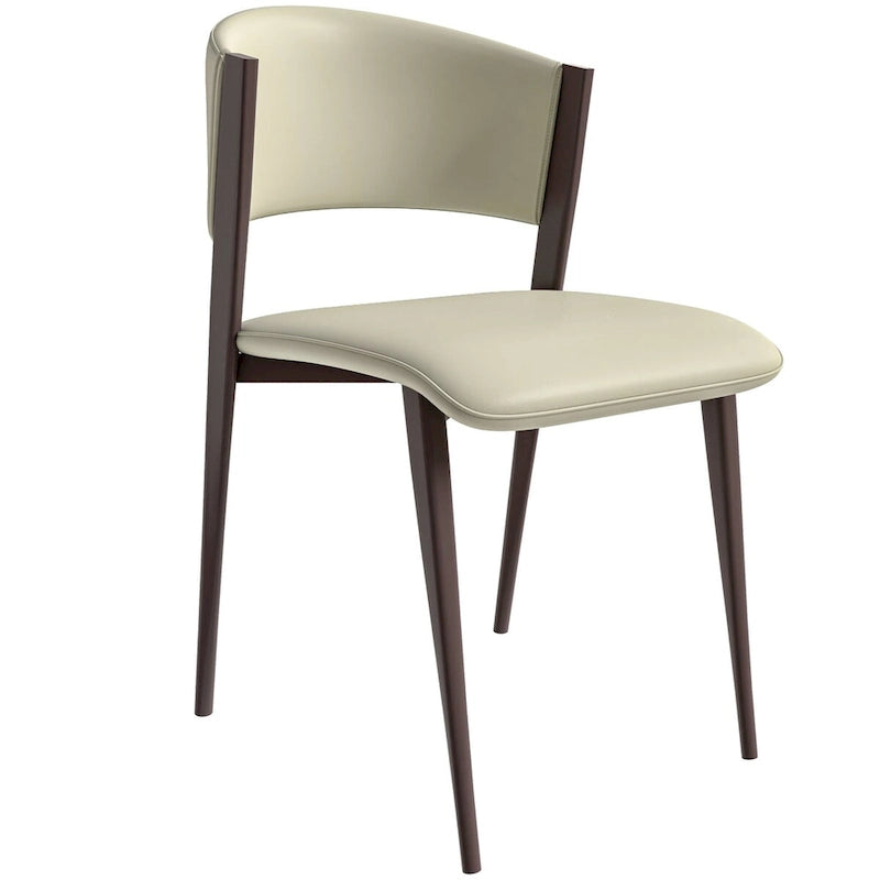 Sedia da pranzo Aspen con sedile in pelle in metallo nero di LeisureMod