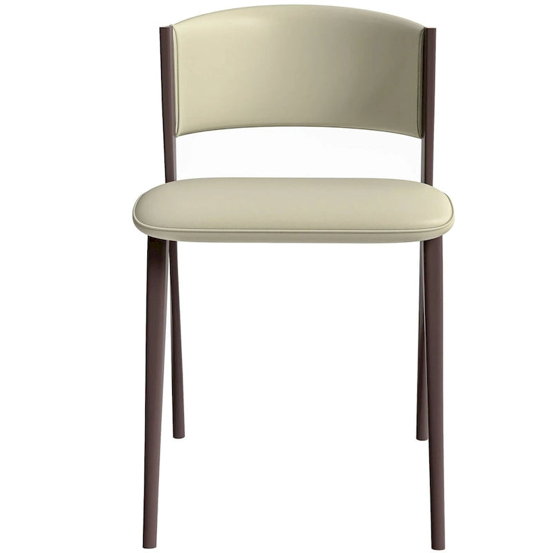 Sedia da pranzo Aspen con sedile in pelle in metallo nero di LeisureMod