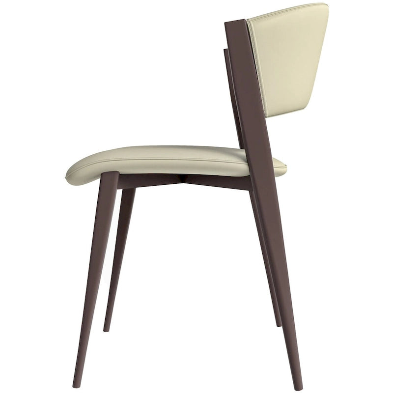 Sedia da pranzo Aspen con sedile in pelle in metallo nero di LeisureMod