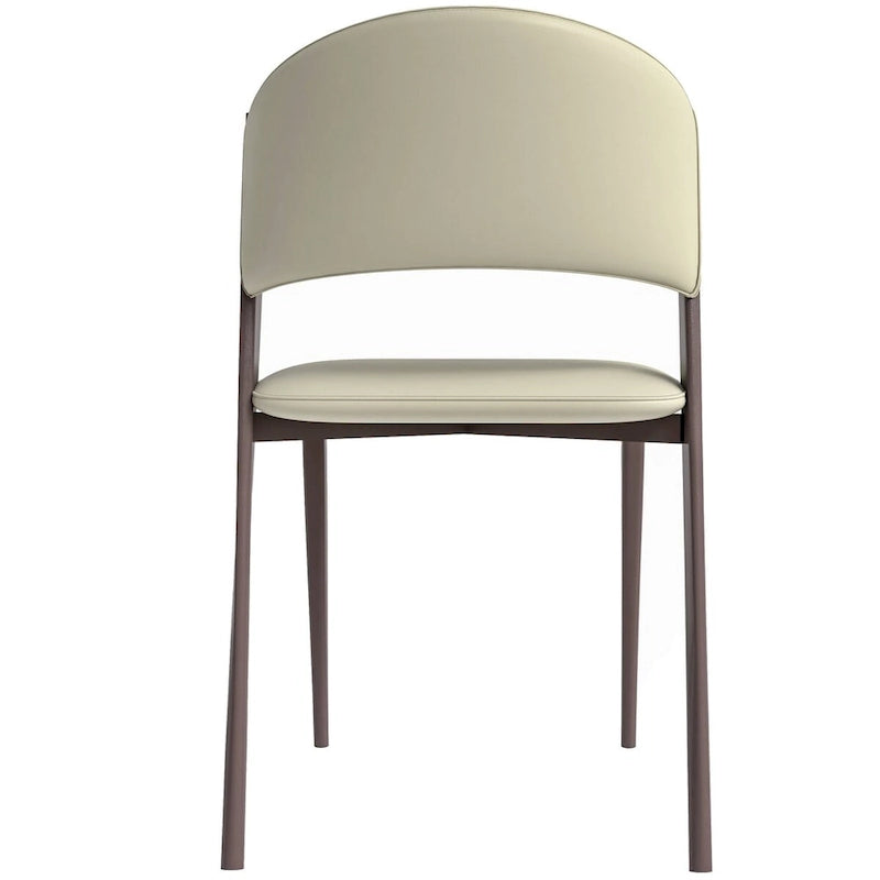 Sedia da pranzo Aspen con sedile in pelle in metallo nero di LeisureMod