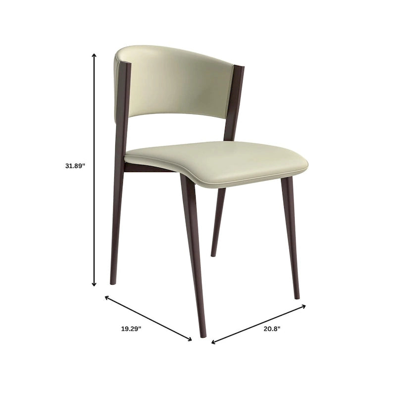 Sedia da pranzo Aspen con sedile in pelle in metallo nero di LeisureMod