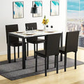 Mieres 5-Piece Dining Table Set with Faux Marble Top and 4 PU Leather Upholstery Chairs for Kitchen Dining Room
