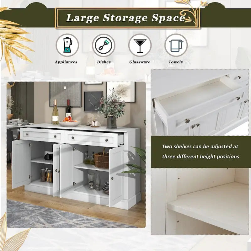 Credenza da Cucina con 2 Cassetti e 4 Ante