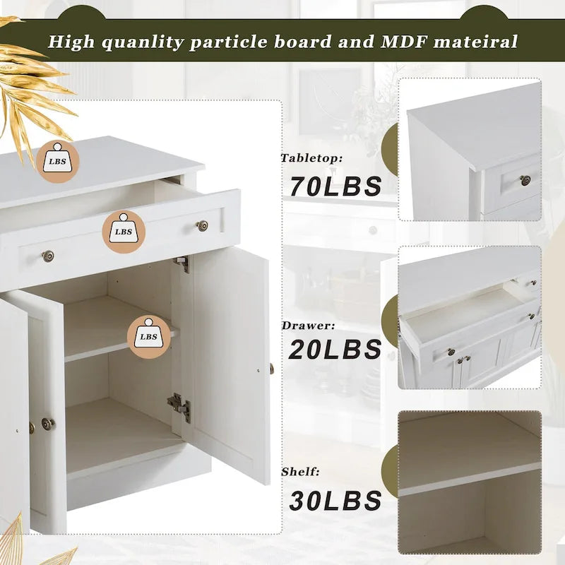 Credenza da Cucina con 2 Cassetti e 4 Ante