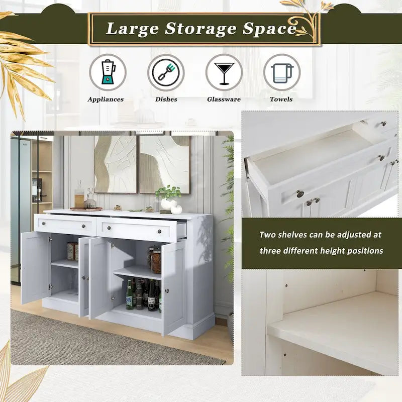 Credenza da Cucina con 2 Cassetti e 4 Ante