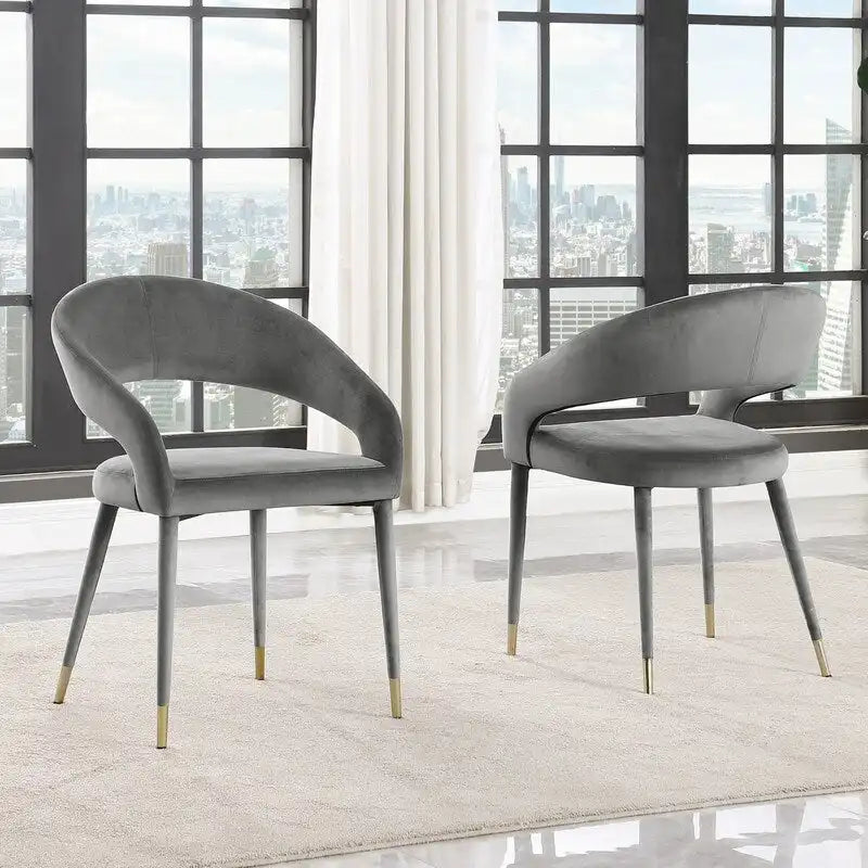 Sedia da pranzo Ellis di Best Master Furniture in similpelle contemporanea con accenti dorati (set da 2)