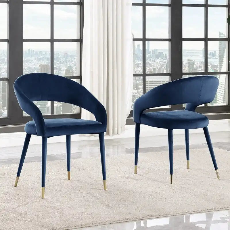Sedia da pranzo Ellis di Best Master Furniture in similpelle contemporanea con accenti dorati (set da 2)